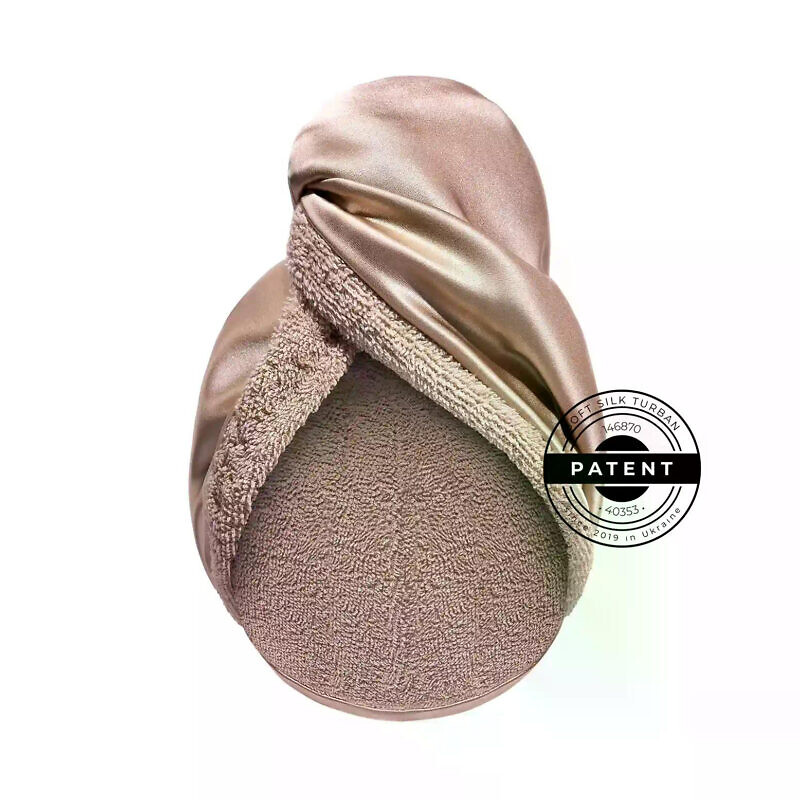 Купити Soft Silk Turban Шовковий рушник-тюрбан з махрою бежевий з доставкою.