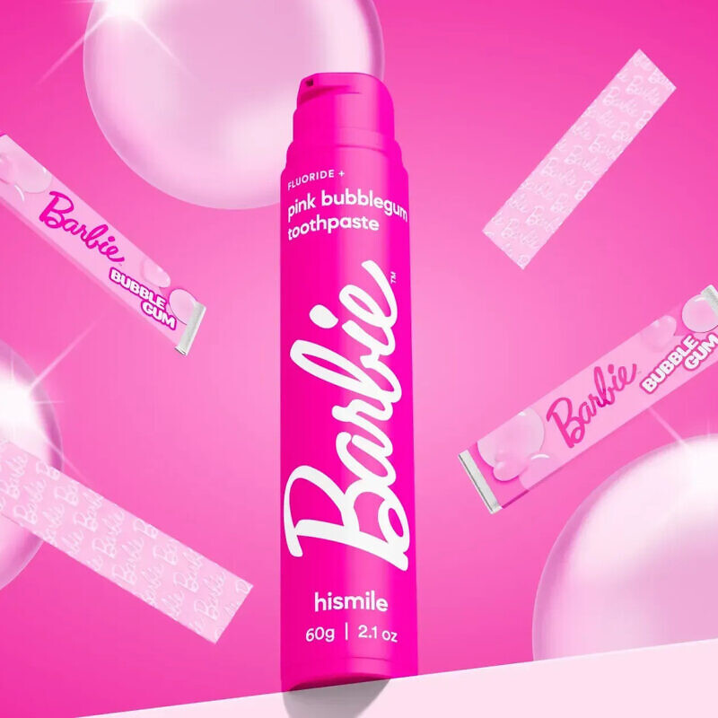Hismile Barbie Pink Bubblegum Toothpaste 60g - Зубна паста зі смаком жуйки - Зображення 2