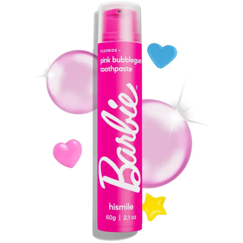 Купити зубну пасту зі смаком жуйки Hismile Barbie Pink Bubblegum Toothpaste 60g з доставкою по Україні.
