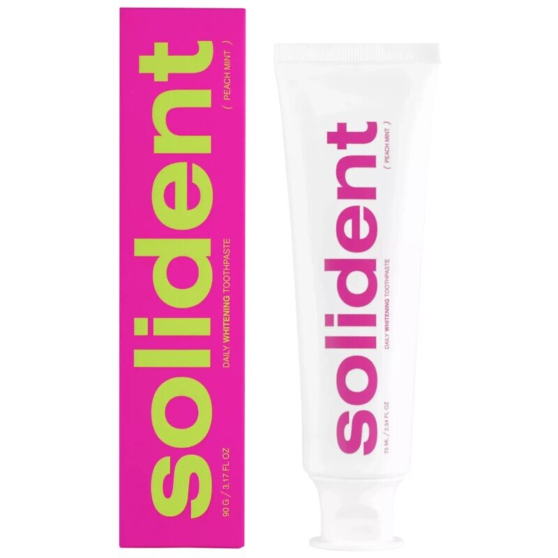 Купити щоденну відбілювальну зубну пасту персик-м'ята Solident Peach Mint 75 мл з доставкою по Україні.