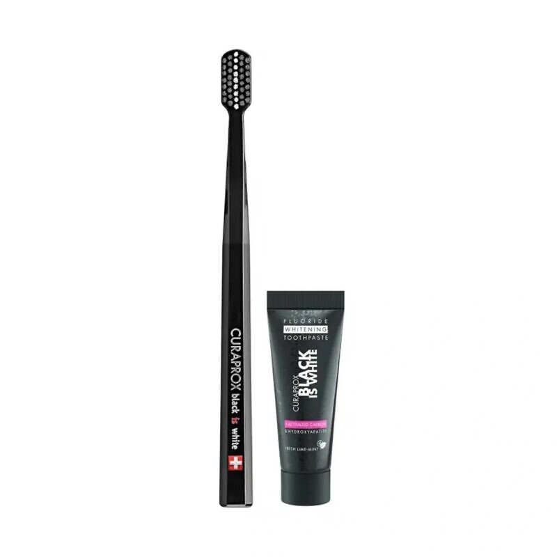 Купити набір зубна паста та щітка Curaprox Ultra Soft & Black Is White 10 мл з доставкою.