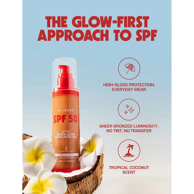 Bali Body Sheer Glow Sunscreen Gel Spf50 95 мл – Сонцезахисний гель SPF50 з ефектом природного сяйва - Зображення 4