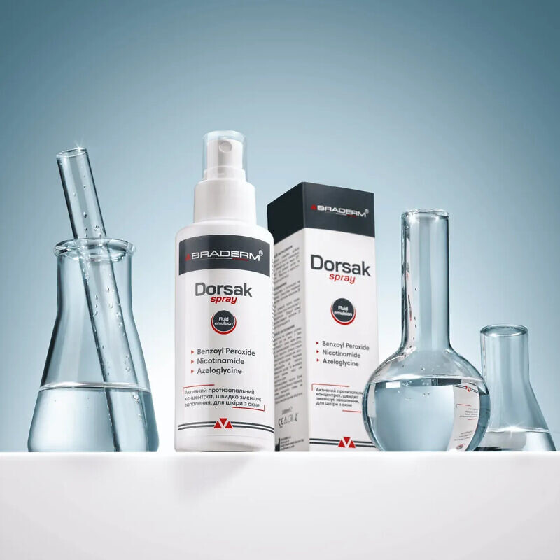 Braderm Dorsak Spray 100 мл – Активний протизапальний спрей з Бензоїл пероксидом 6% - Зображення 4